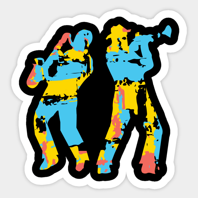 Sax and Trumpet Musicians Sticker by jazzworldquest